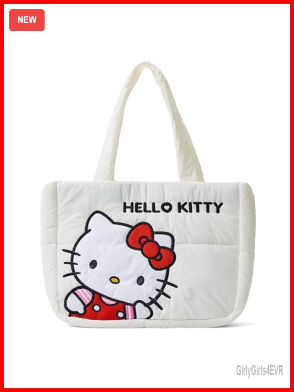 Cartoon Quilted Puffer Tote Bag Lightweight Nylon Women Shoulder Handbag